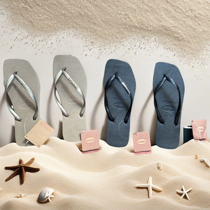 Summer 2025 New Women's Square Toe Flip Flops Outdoor Beach Sandals Luxury Women's Casual Slippers Size 35-42 Women's Shoes