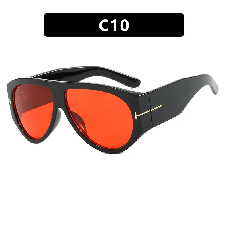 New Vintage Woman Oval Shape Sunglasses Large Frame  Sun Glasses Trendy Street Shoot Shades Eyewear UV400 Gafas De ol